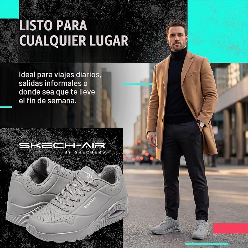 Uno Stand On Air, Zapatillas Hombre, Light Grey Durabuck Mesh, 43 EU
