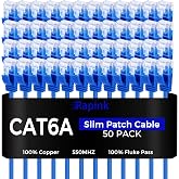 Rapink Patch Cables Cat6a 0.5ft (50 Pack) Slim, Cat6a Ethernet Patch Cable 10G Support, Snagless Cat 6 Patch Cable for Patch Panel to Switch, Flexiable Cat 6a Ethernet Cable with Gold Plated