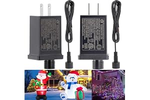 MAJHULLA 2 Pcs Replacement Yard Inflatable Adapter, LED Transformer 2A 12V Class 2 Power Supply Low Voltage for Christmas String Lights Inflatable Decorations with 2M Long IP44 Water Resistance Line Plug