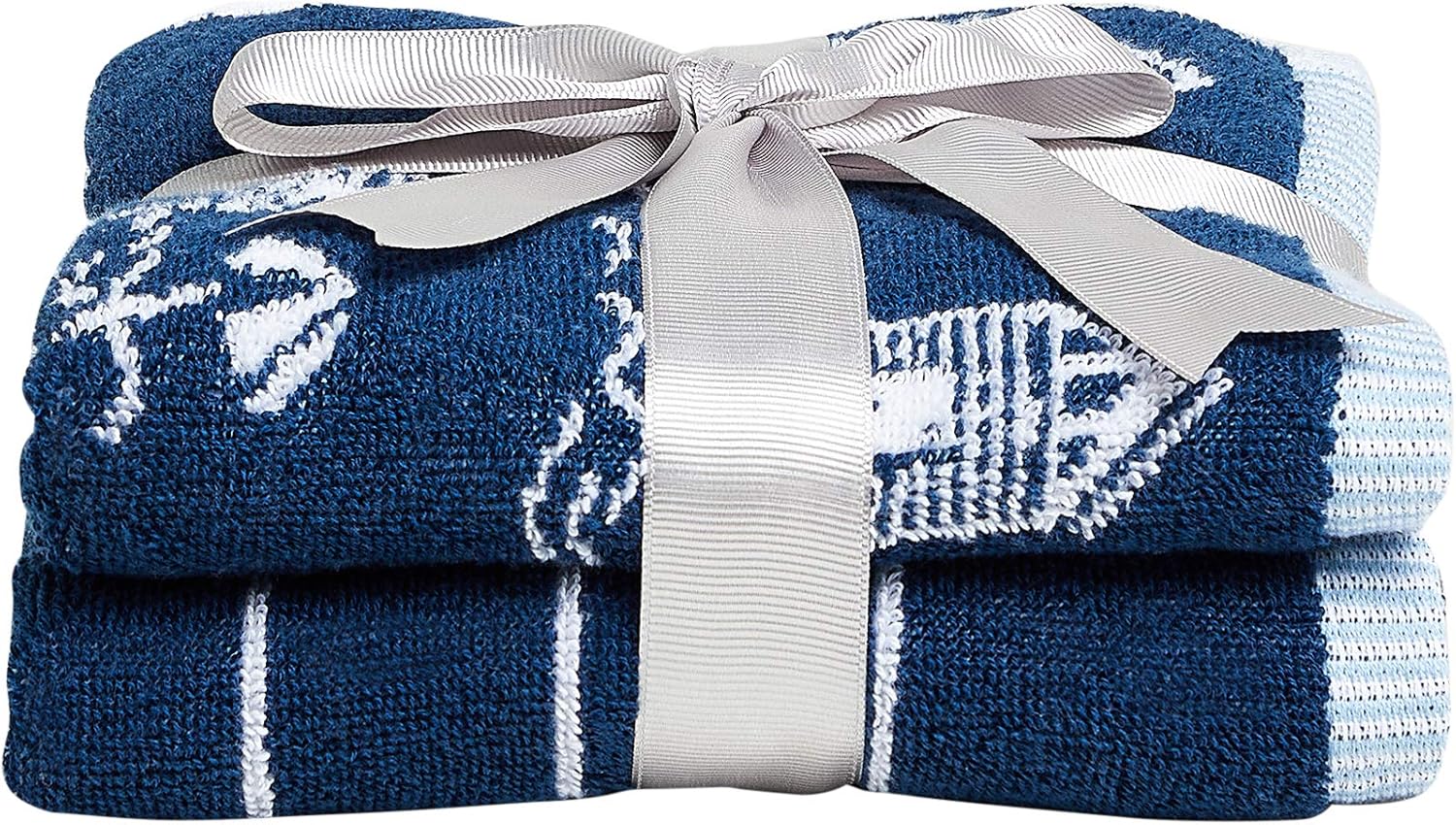 Marks & Spencer T363276D 2 Pack Pure Cotton Coastal Towels, Blue Mix W