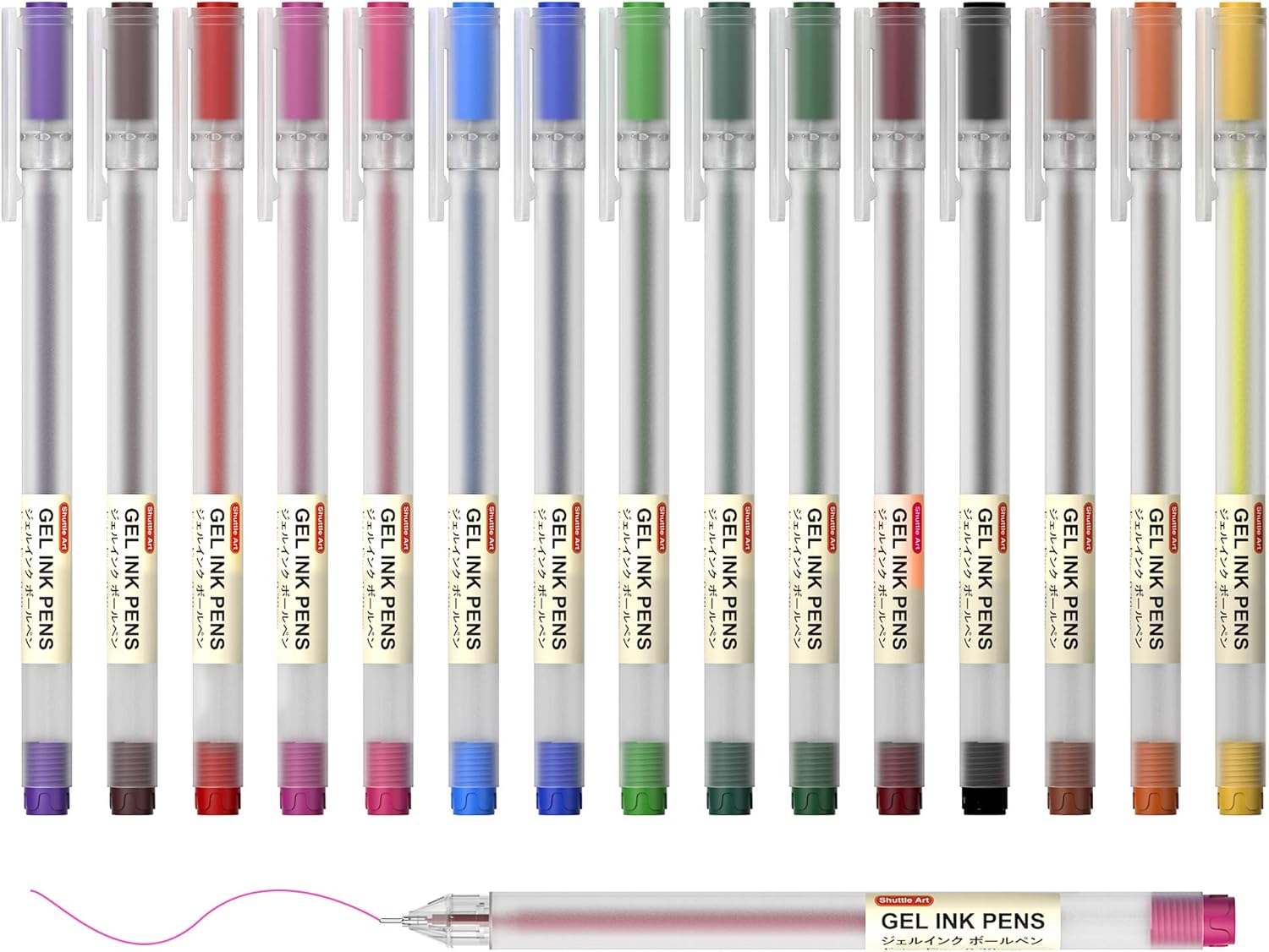 Shuttle Art 15 Colours Gel Ink Pens, 0.38mm Extra Fine Point Ballpoint Pens