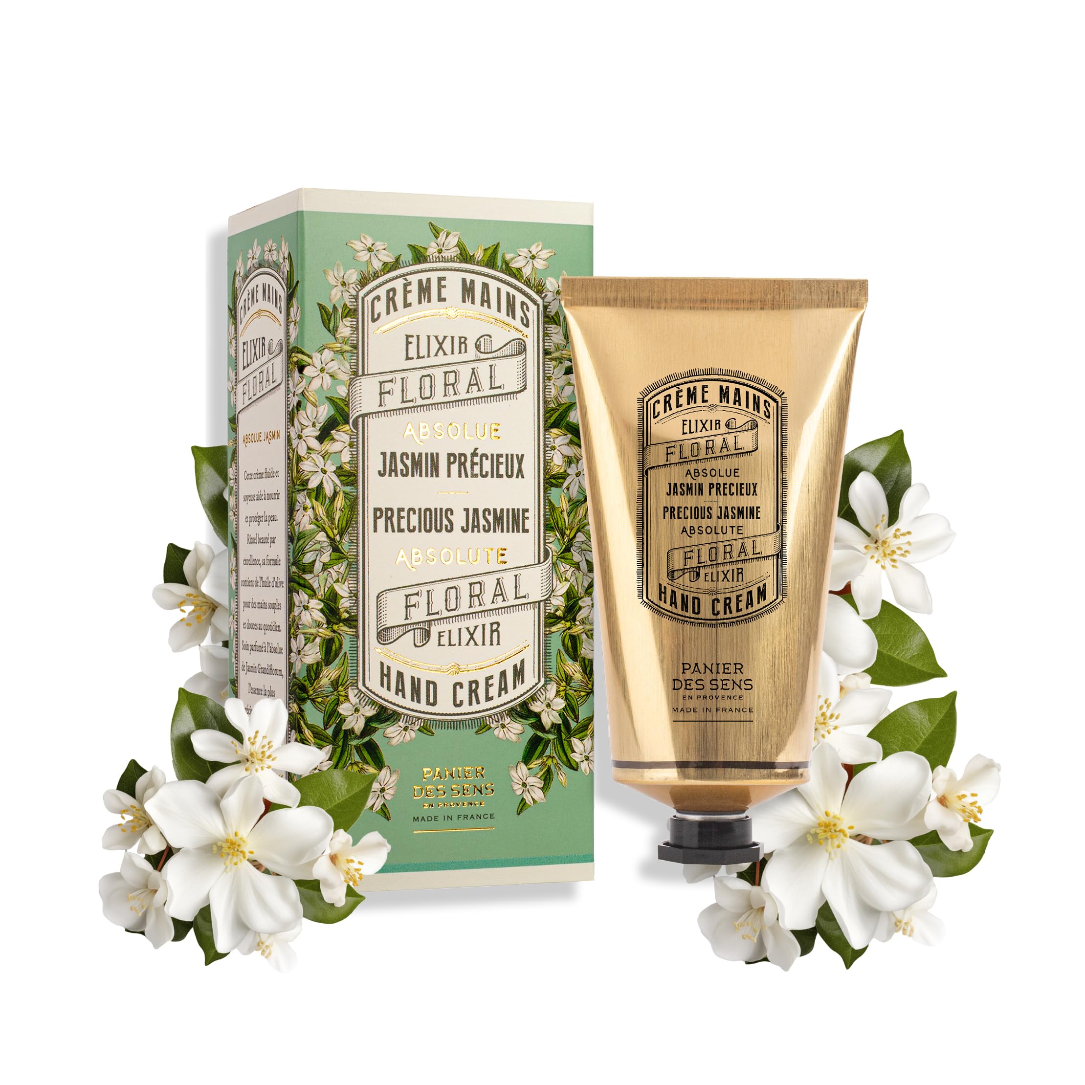 Panier des Sens - Jasmine Hand Cream - Hand Cream for very Dry Hands and Skin - for Women and Men - With Almond & Olive Oil - Vegan Made in France 96% Natural Ingredients - 75ml