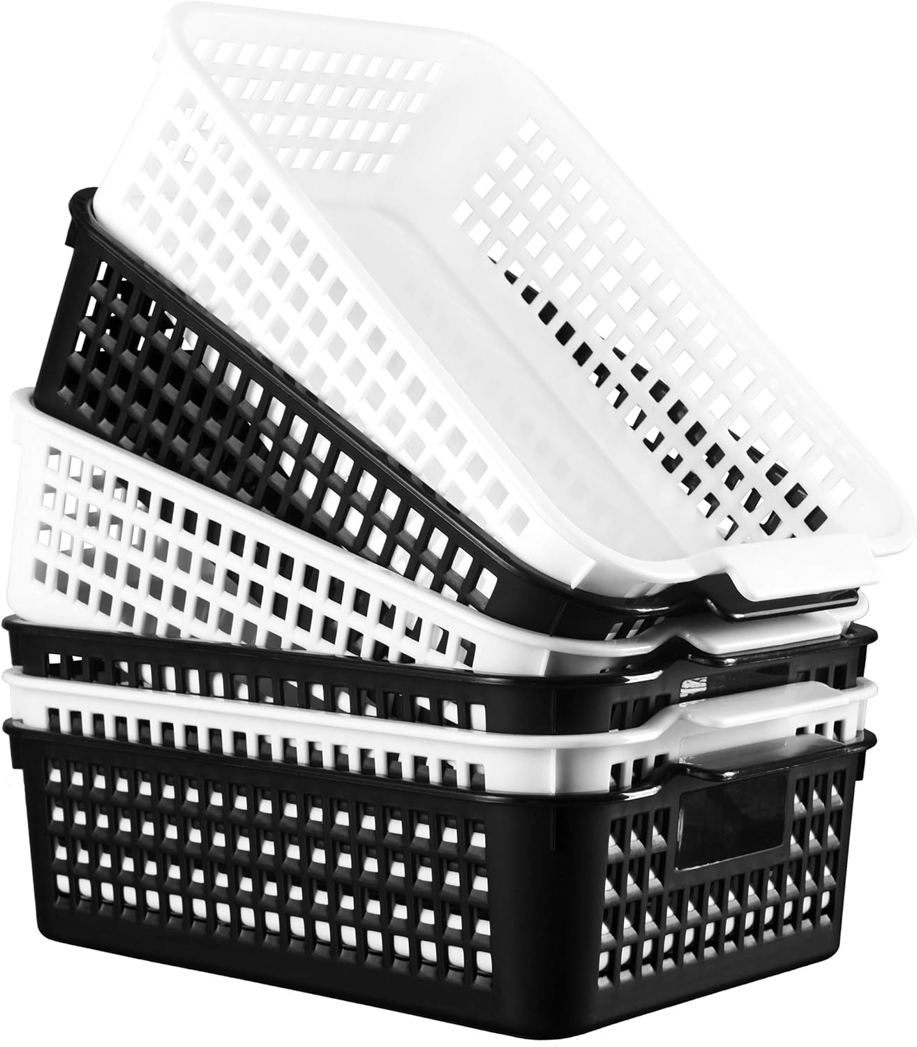 Plastic Storage Baskets Set of 6, Desktop Organizer Shallow
