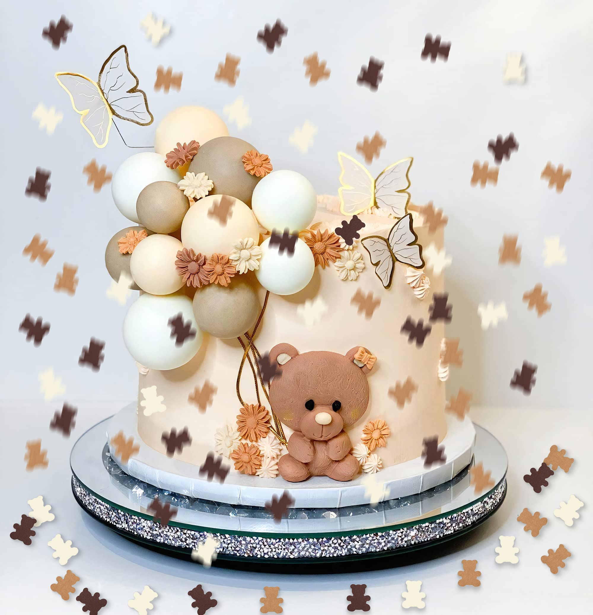 300PCS Cream Brown Teddy Bear Baby Shower Table Confetti Sprinkles Scatter, We Can Bearly Wait Baby Shower Decorations, Boy Girl First Birthday Nuetral Rustic Party Décor