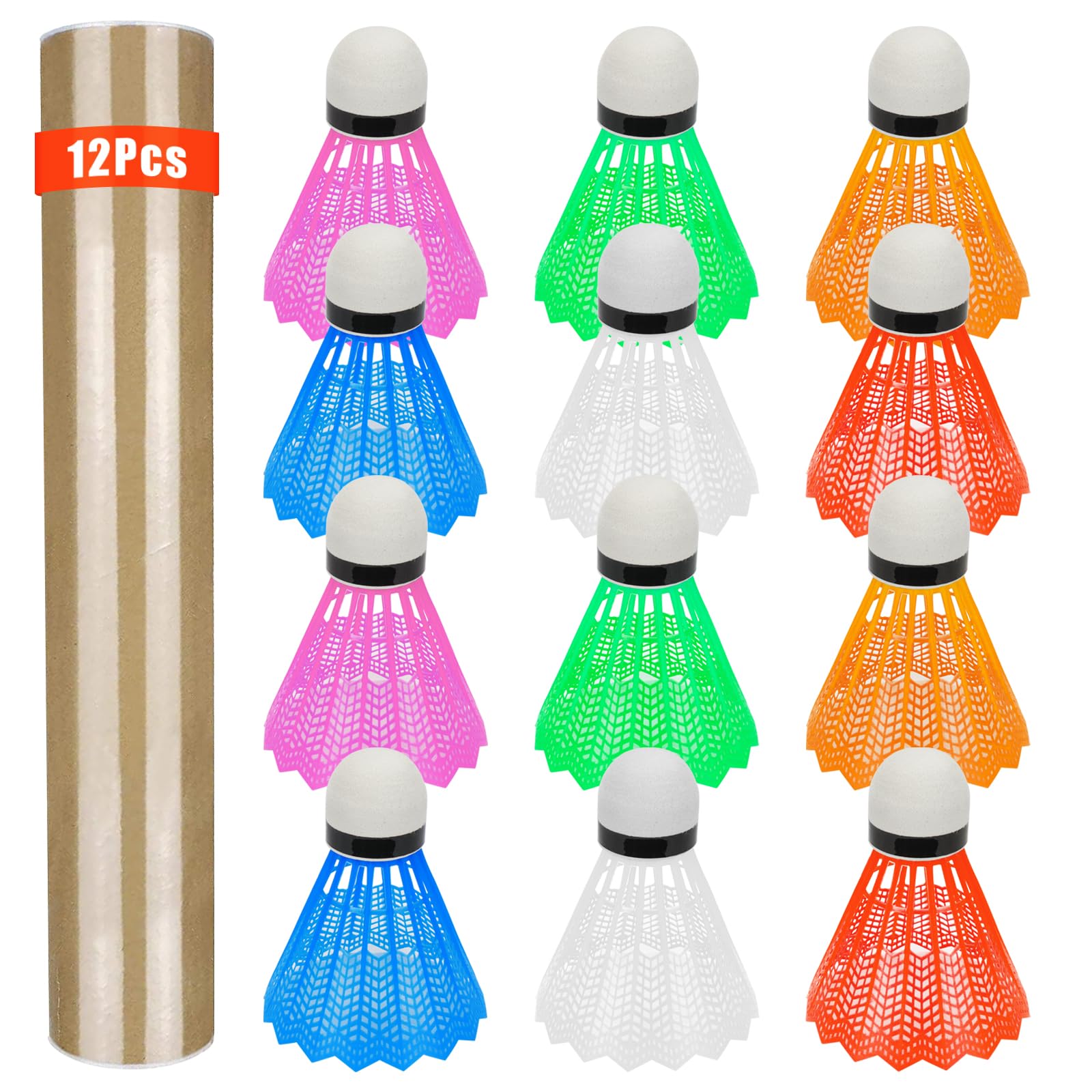 Hysagtek 12 Pcs ShuttleCocks Badminton Shuttle Cocks Great Balance & Flight, Durable Shuttlecocks for Backyards Indoor Outdoor Sports Playing Training Game and Entertainment Balls, Random Color