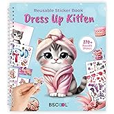 Sticker Dress Up Kitten - Kids Activity Book Learn Fashion Design for Kitten with Guides and 270+ Reusable Stickers. Christmas Gift for Girls Ages 5,6,7,8