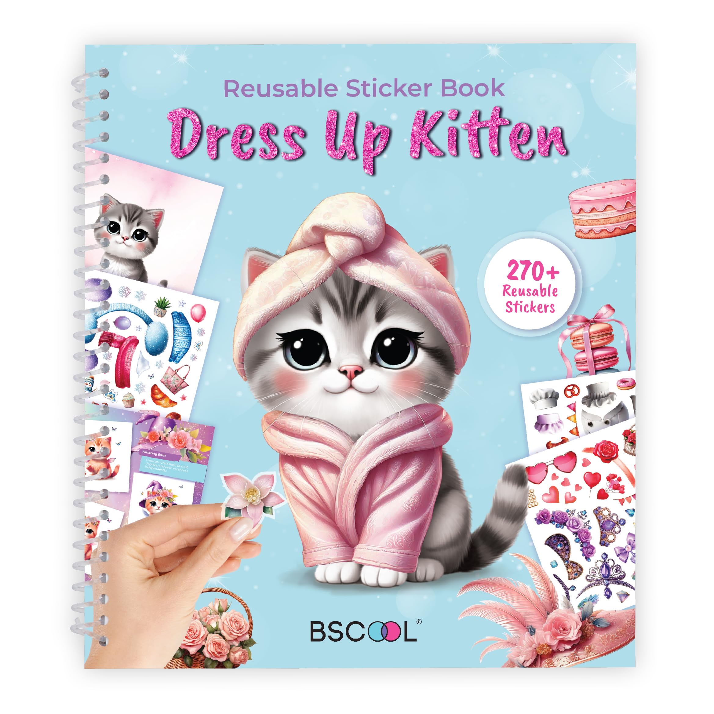 Sticker Dress Up Kitten - Kids Activity Book Learn Fashion Design for Kitten with Guides and 270+ Reusable Stickers. Easter Gift for Girls Ages 5,6,7,8