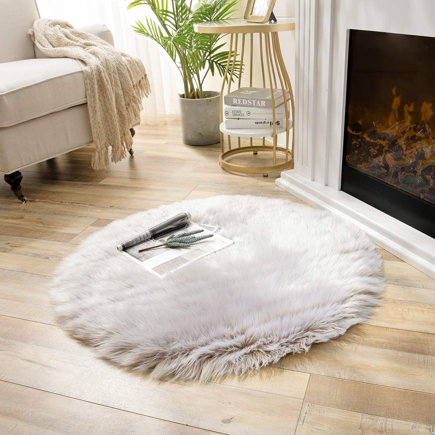 Ashler Soft Faux Sheepskin Fur Rug Chair Couch Cover White Area Rug Bedroom Floor Sofa Living Room 2 x 3 Feet: Furniture & Decor