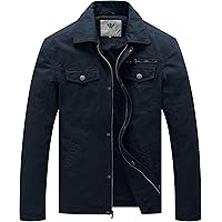 WenVen Men's Winter Warm Twill Cotton Fuzzy Sherpa Lined Jacket
