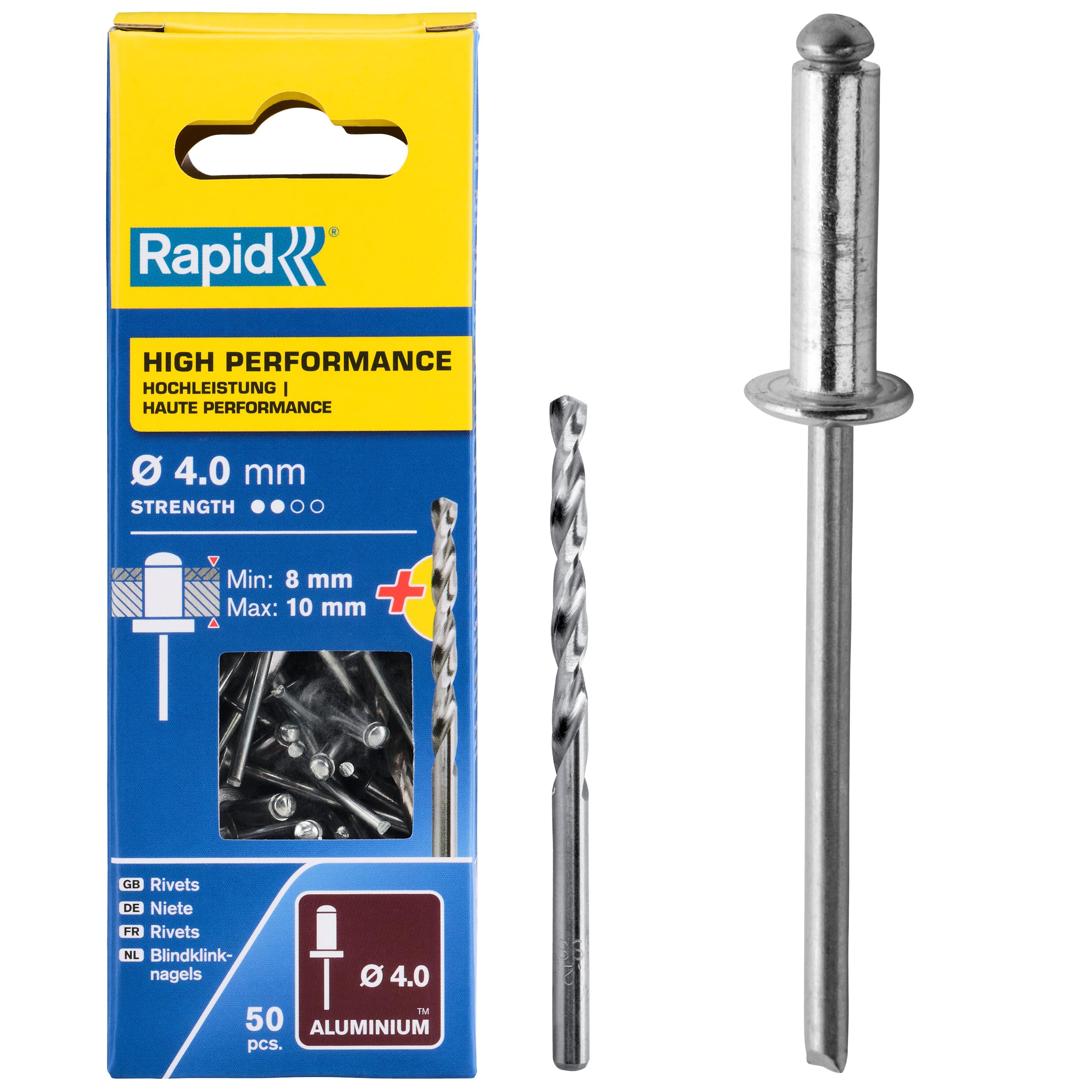 Rapid Rivets High Performance Including Drill Piece, 4 x 14 mm, 5000385 - 50 Pieces