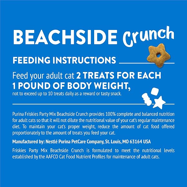 PURINA FRISKIES CAT TREATS, PARTY MIX BEACHSIDE CRUNCH – 20 OZ. POUCH