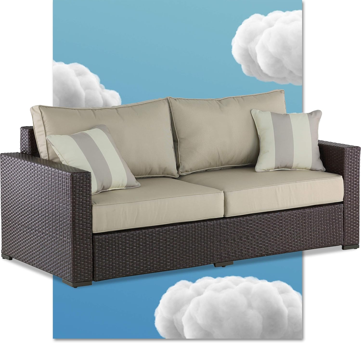 Amazon Com Serta Laguna Resin Outdoor Patio Furniture Collection Sofa Brown Wicker Garden Outdoor