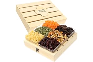 Anna and Sarah Premium Dried Fruit-Nuts-Seed and Trail Mix(Trail Mix, Papaya, Pineapple,Cranberry, Black Jumbo Raisin and Pumpkin Seed) in Wooden Gift Basket Kosher-Halal For Christmas-Holiday for Mom