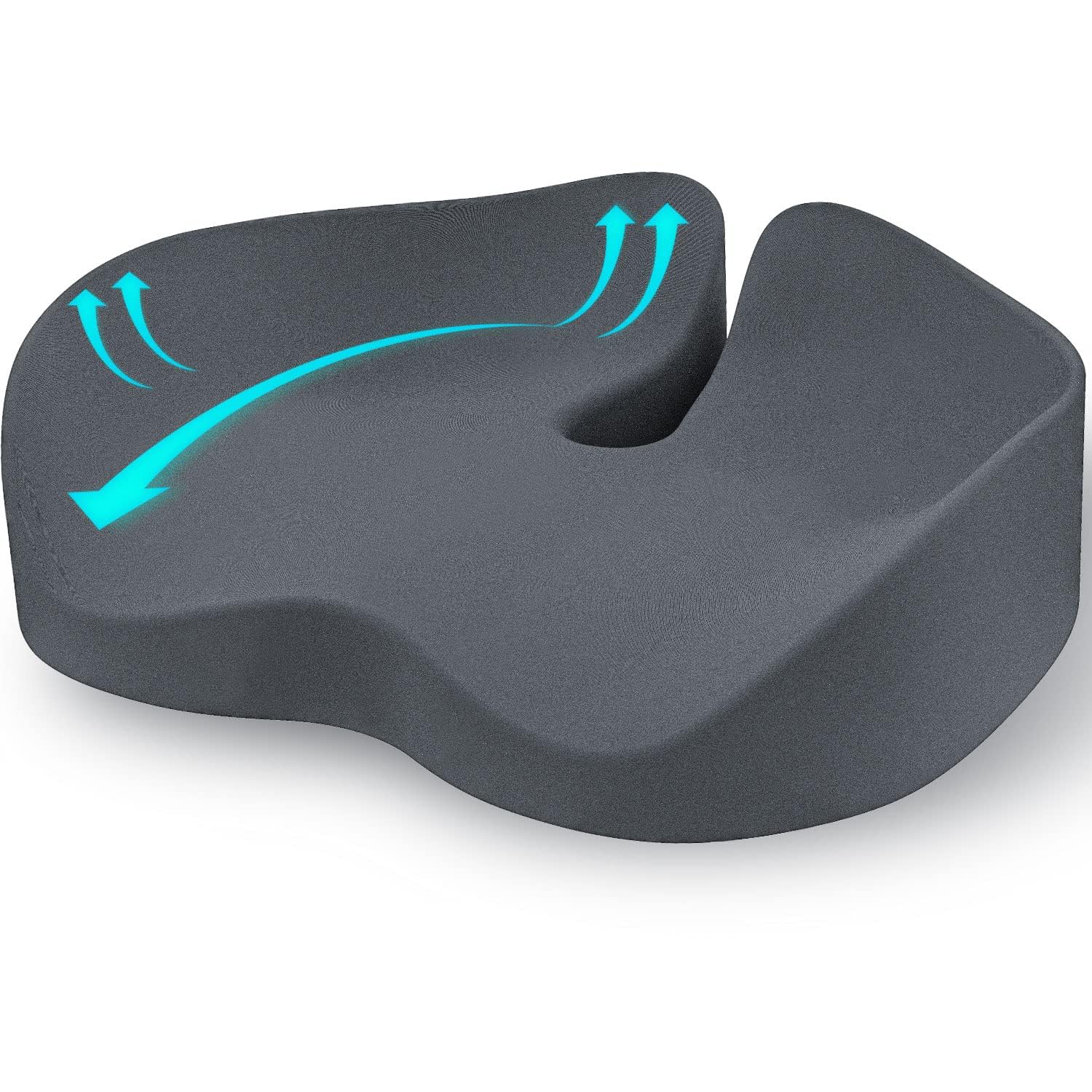 Photo 1 of Seat Cushion for Office Chairs - Tailbone & Sciatica & Hip & Coccyx & Low Back Pain Relief Pillow - Memory Foam Pressure Relief Cushion for Long Sitting for Gaming, Compute, Desk Chair, Car Seat