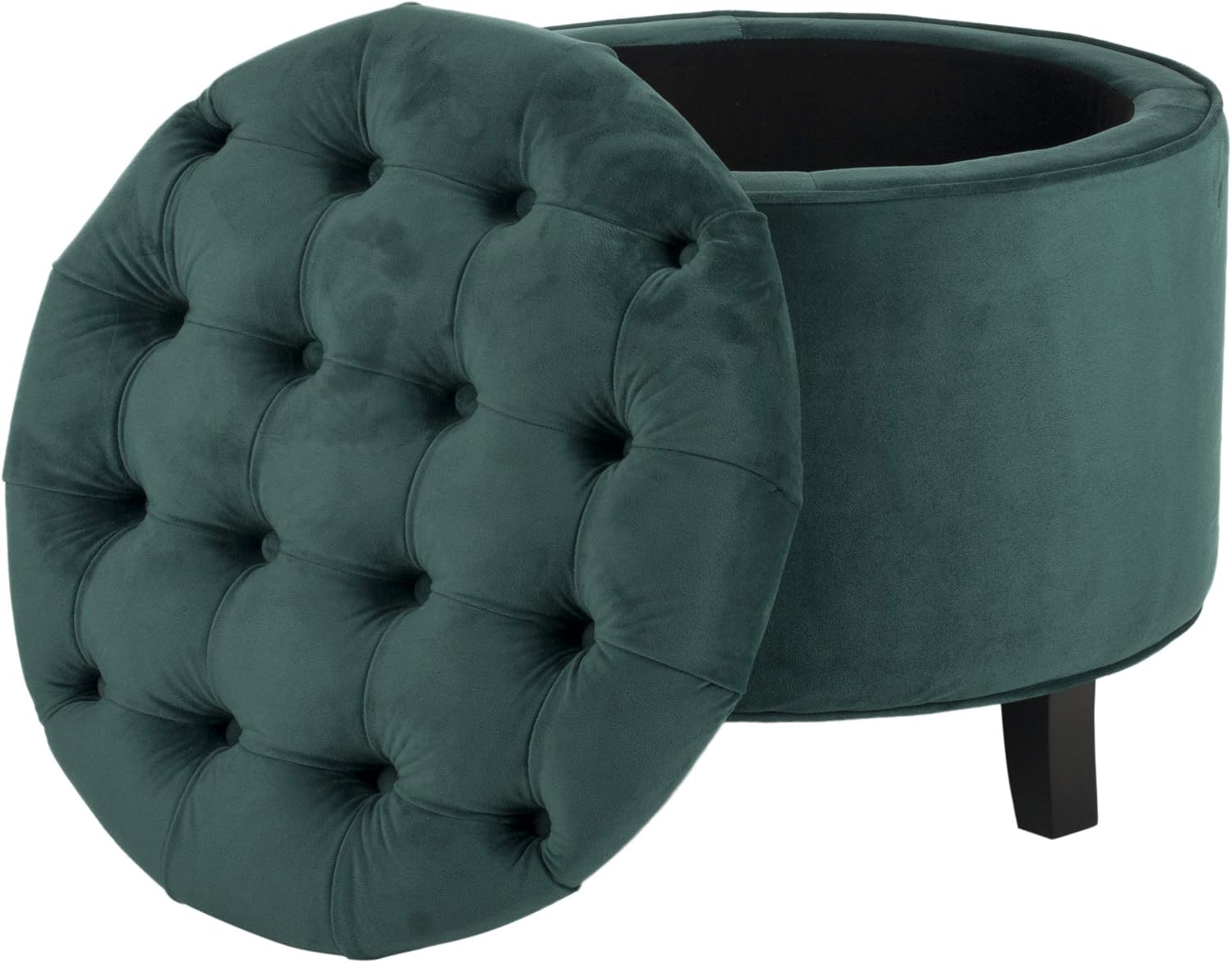 SAFAVIEH Upholstered Ottoman, in Marine, 55 X 55 X 50, Emerald, 52D x 52W x 49.8H cm - Image 3