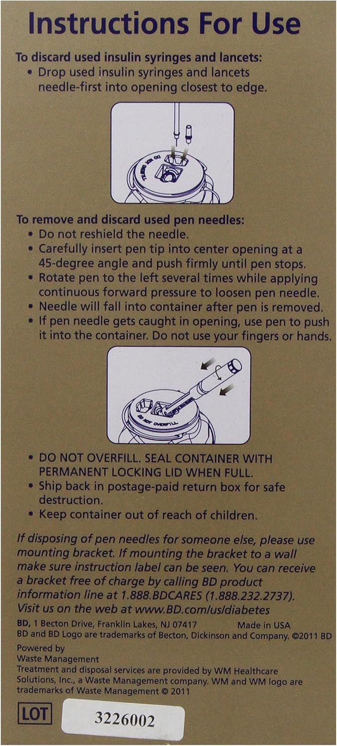 BD Sharps Disposal by Mail Worry free Needle Disposal: Health & Personal Care