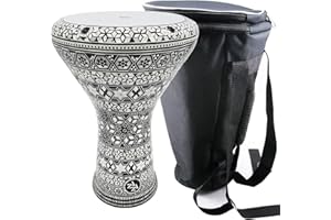 The 17" Zaza Percussion Egyptian Mother of Pearl Darbuka Doumbek (Black Master)