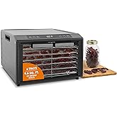 Excalibur Electric Food Dehydrator Select Series 6-Tray with Adjustable Temperature Control Includes Chrome Plated Drying Trays Stainless Steel Construction and Glass French Doors, 700-Watts, Black