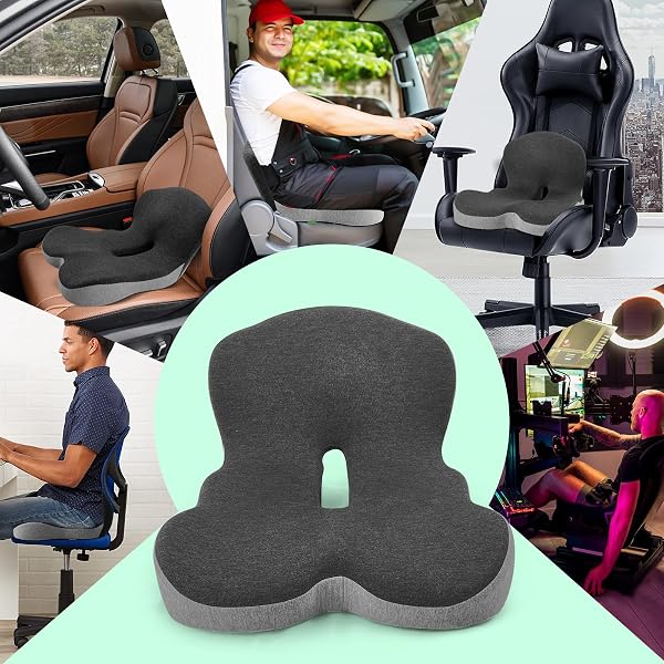 OUYEZY BUTTOCKS CUSHION FOR OFFICE CHAIR MEMORY FOAM SEAT PAD FOR BUTT SUPPORT TAILBONE RELIEF ERGONOMIC CHAIR CUSHION FOR HOME CAR TRAVEL OR WORK (CLASSIC BLACK)