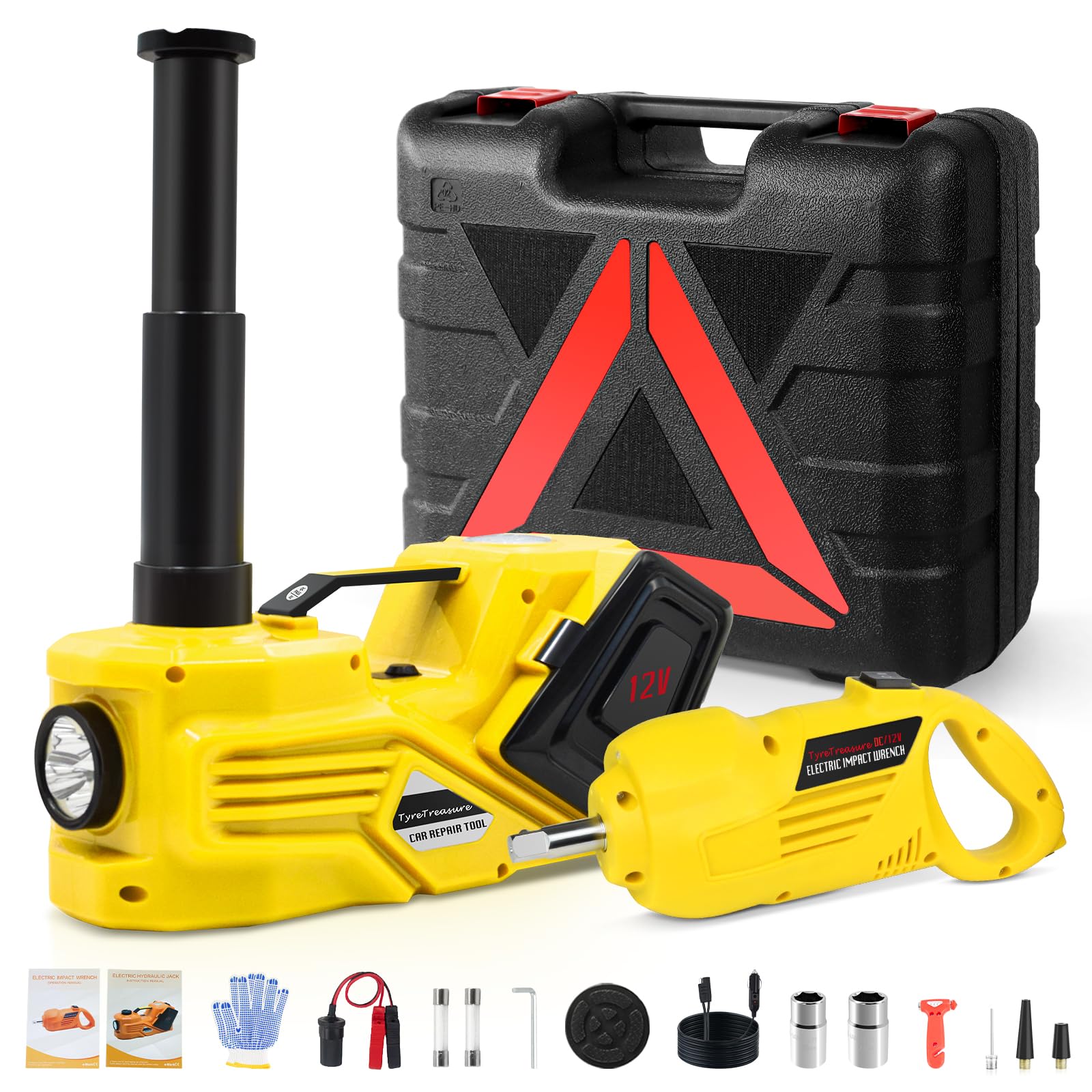 Photo 1 of ZAISHANG Electric Car Jack Kit 5 Ton 12V (Lifting Range: 5.31-14.17 inch) with Impact Wrench, Inflator Pump and LED Light, for SUV/Truck/Sport Cars/Sedans/EVs Tire Inflation and Emergency Tire Change