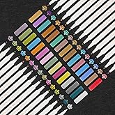 Metallic Markers, 30 Fine Tip Scrapbook Glitter Gel Pens for Black Paper, Card Making, Photo Album, Adult Coloring Book, Easter Egg Basket Stuffers, Art Crafts School Journaling Notebook Supplies