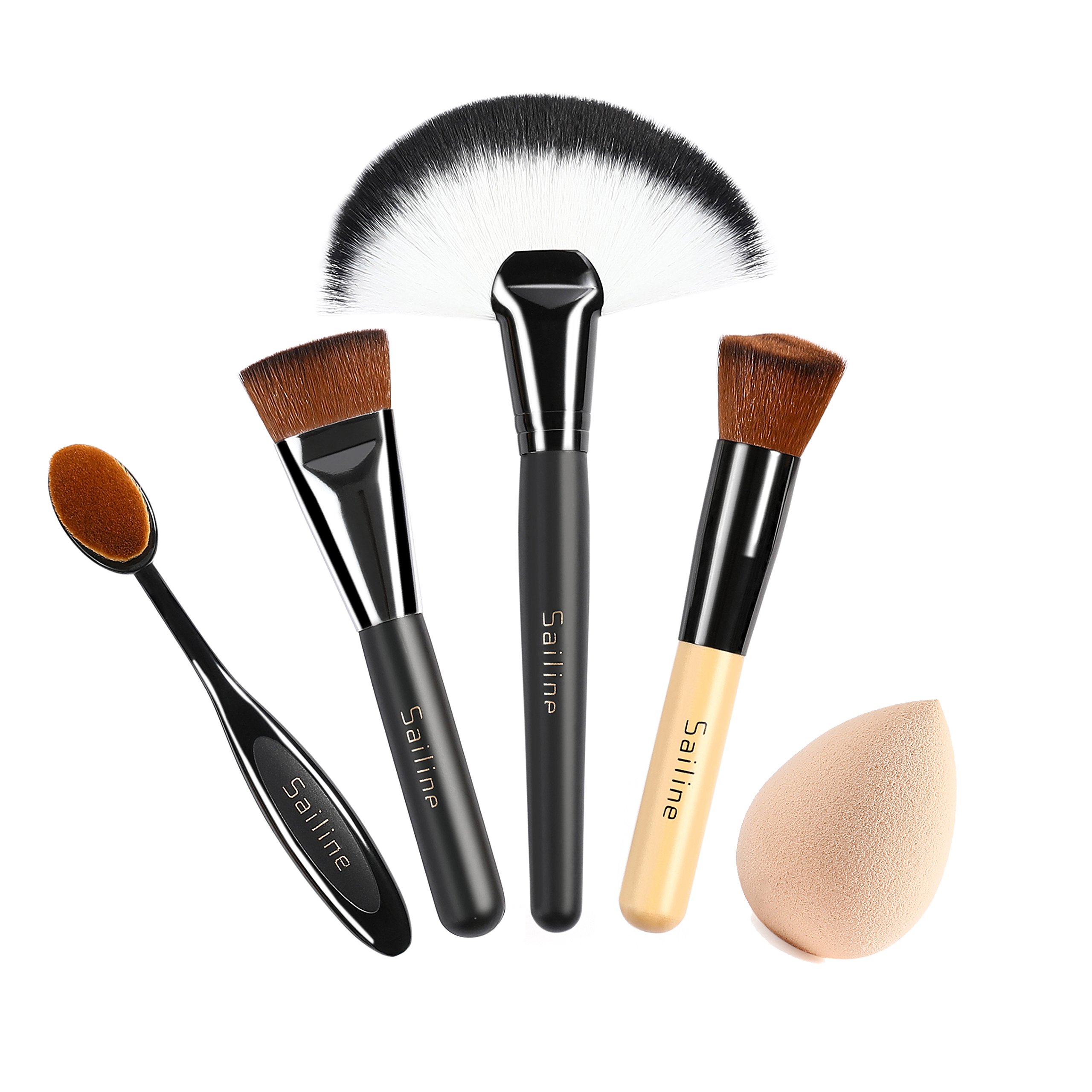 SAILINE 2018 NEW Foundation Cream Contour Powder Concealer Foundation Cosmetics Tool Makeup Brushes Toothbrush Mixing Sets, Multi Funtion Brush 4Pcs + Blender Beauty Sponge Egg
