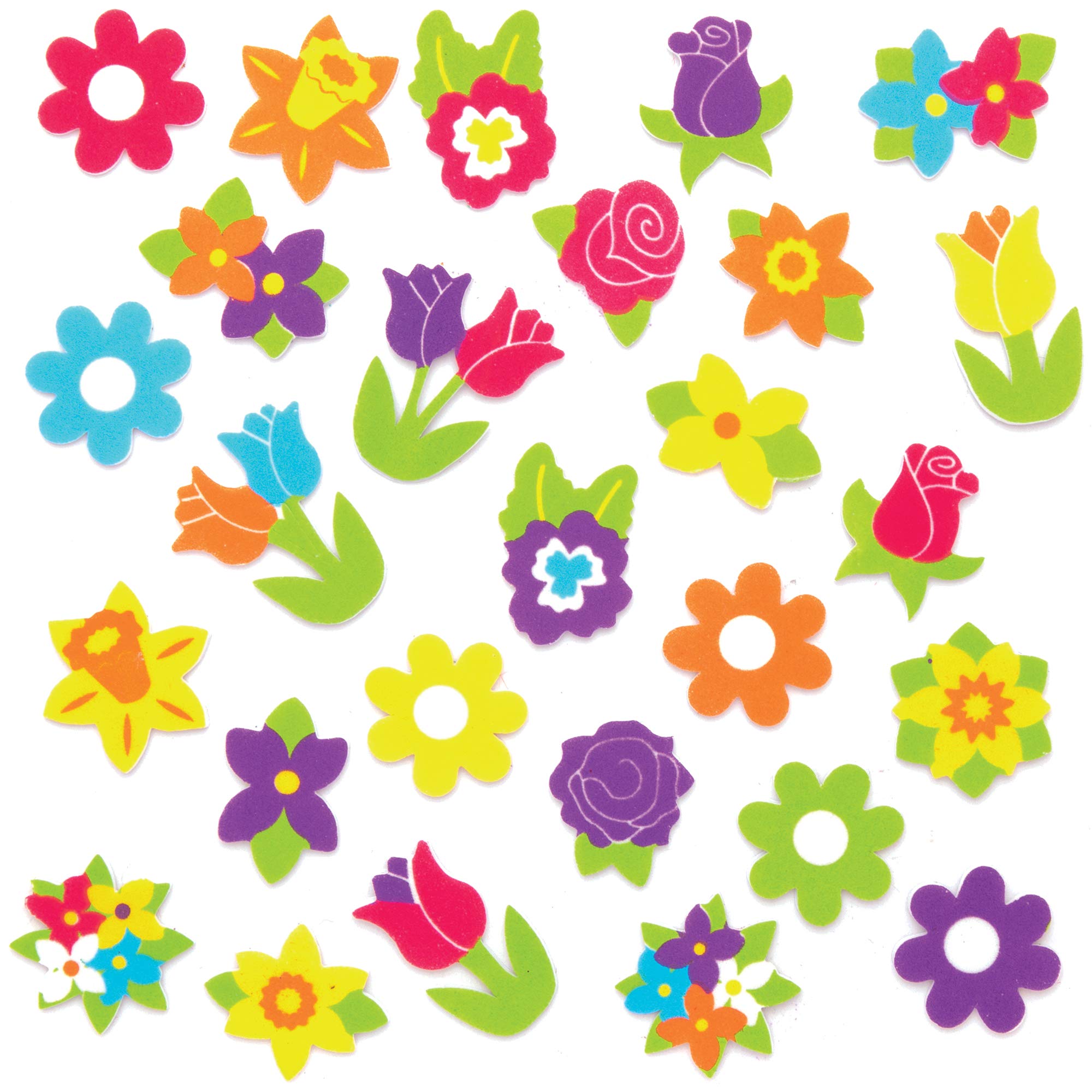 Baker Ross Spring Flower Foam Stickers - Pack of 120, Easter Crafts, Craft For Kids (AT638)