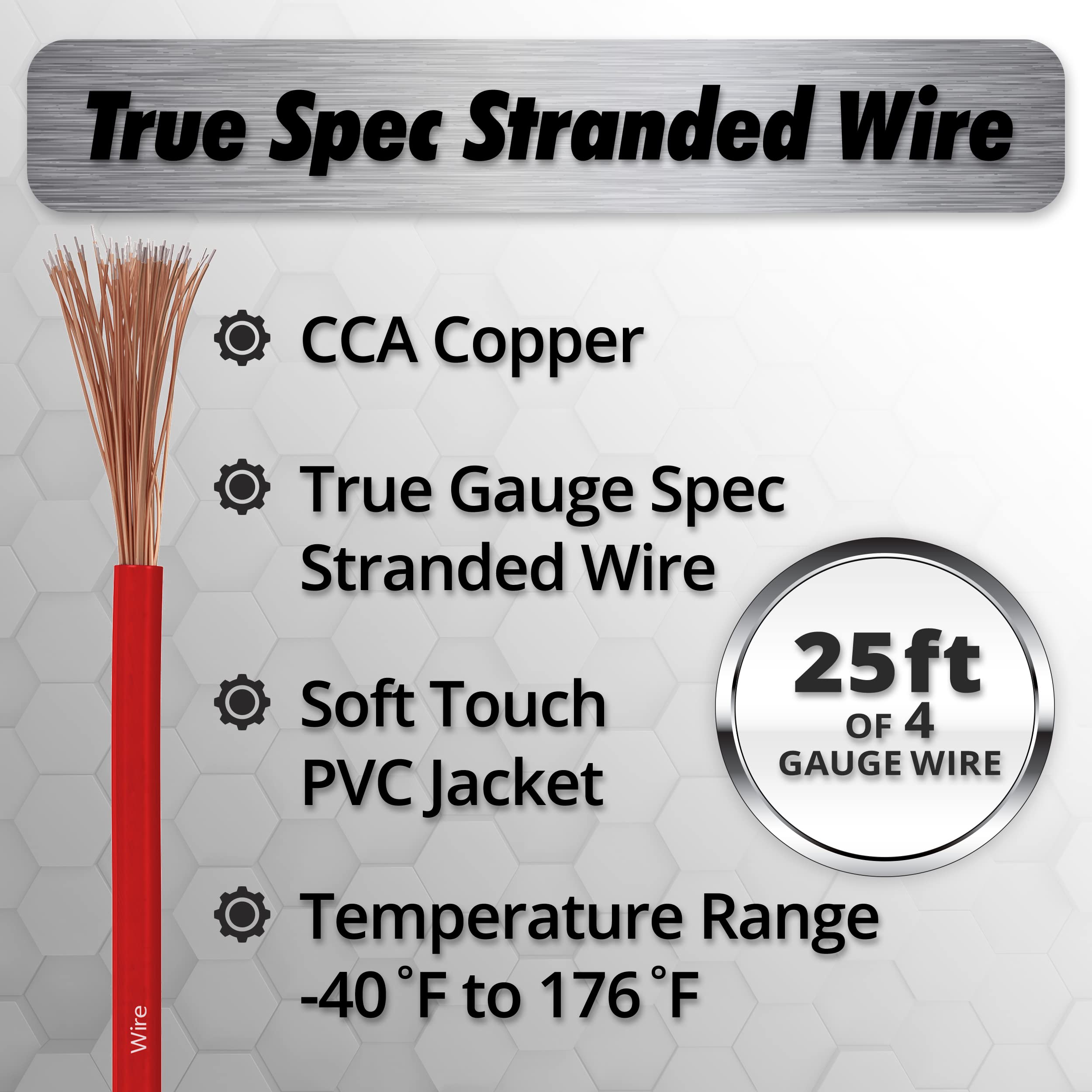 InstallGear 4 Gauge Wire (25ft) Copper Clad Aluminum CAA Automotive