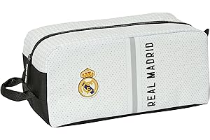 Safta Real Madrid 1st Team 24/25 – Medium Shoe Rack, Multi-Purpose, Pencil Case, Sport, Extracurricular Football, Comfortable and Versatile, 34 x 18 x 15 cm, White/Grey, White/Grey, Estándar, Casual,