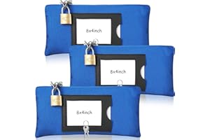 Locmeo 3 Pieces Waterproof Cash Bags with Lock and Zipper Money Oxford Cloth Document Bags with 6 Keys for Bank Deposits Business Personal(8 x 4 Inches)