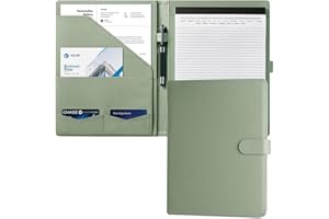 Mymazn Padfolio Portfolio Folder, Faux Leather Interview Resume Folder with Document Organizer & Business Card Holder, Letter