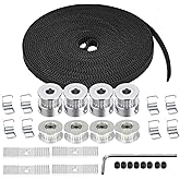 Zeelo 5M GT2 Timing Belt 6mm Width + 4pcs 20 Teeth 5mm Bore Timing Pulley Wheel + 4pcs Idler + 8pcs Tensioner Spring Torsion 