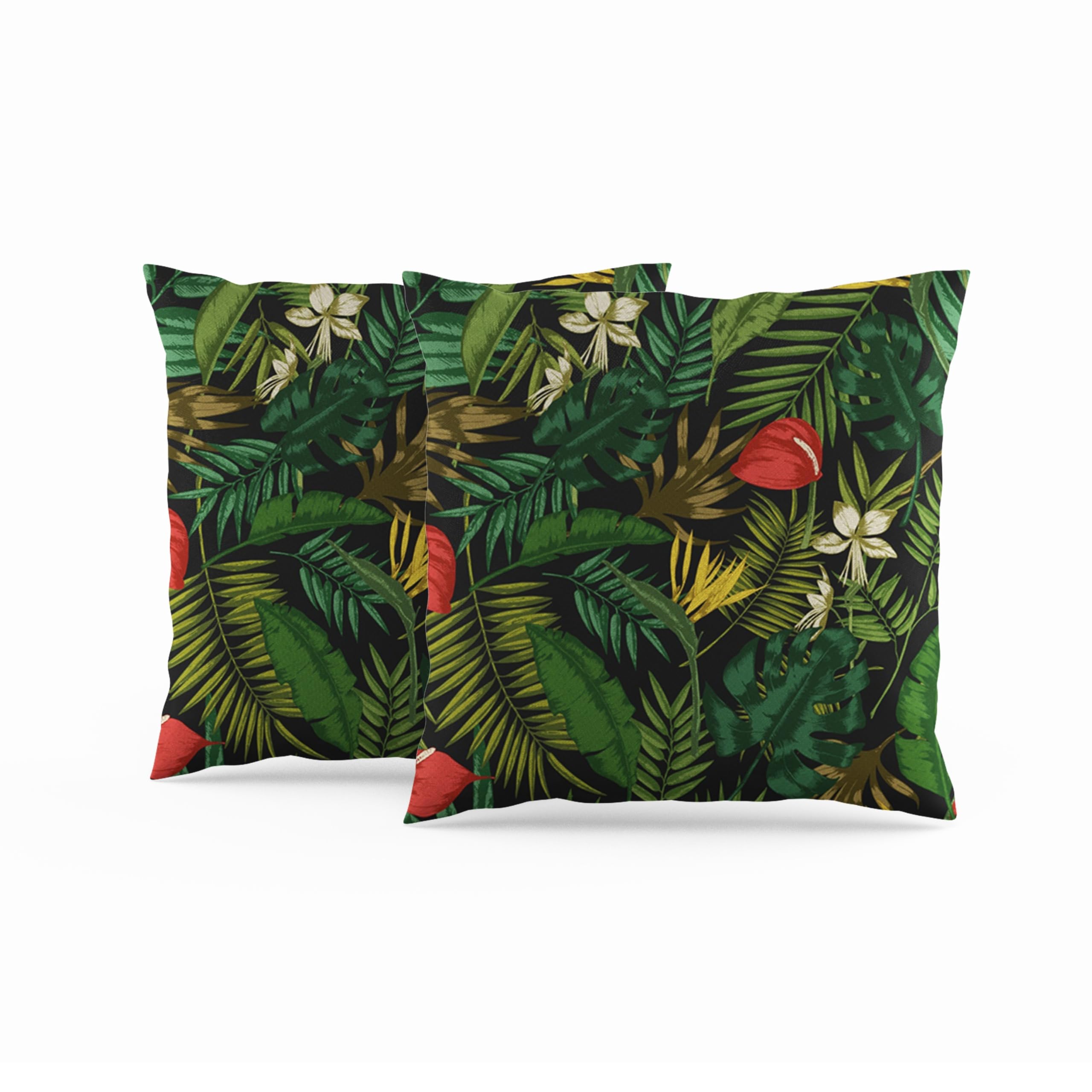ggaimwf Pack of 2 Cushion Covers Jungle Leaf Tropical Leaves Forest Linen Look Throw Pillow Covers Leaf for Men Women Kids Sofa Floor Couch Bedroom Living Room Bench Seat Home Decorative 60x60cm