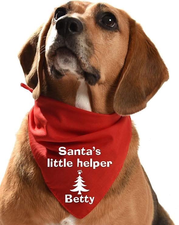 Santas Little Helper Customised Dog Bandana with your dogs name