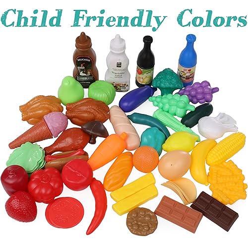 IQ Toys 114 Piece Pretend Play Food Sets for Kids Kitchen with