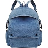Denim Backpack Purse for Women Lightweight Jeans Canvas Rucksack Classic Retro Travel Women Daypack (Light Blue)