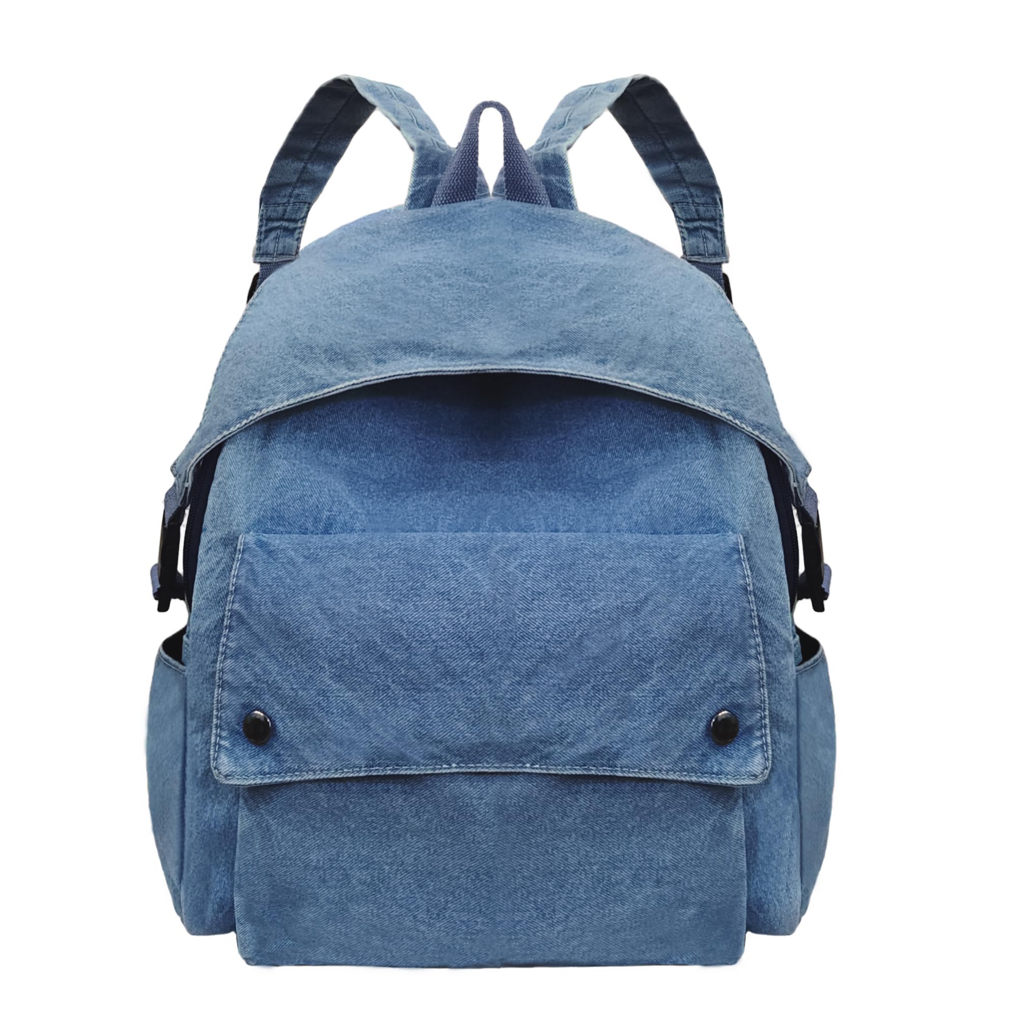 Photo 1 of Denim Backpack Purse for Women Lightweight Jeans Canvas Rucksack Classic Retro Travel Women Daypack (Light Blue)
