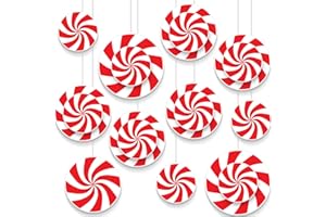 FUNROUS 18 Pieces Peppermint Candy Cutouts Christmas Candy Cutouts Cardboard with Glue Point Dots for Winter Bulletin Board School Classroom Christmas Party Home Decoration Supplies, 3 Sizes