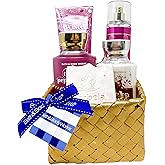 Bath & Body Works Twisted Peppermint - Gold Woven Basket 4 Piece Gift Set - Fine Fragrance Mist, Body Cream, Shower Gel and Body Lotion With a Himalayan Salts Springs Sample Soap.