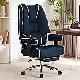EXCEBET Big and Tall Office Chair 400lbs Wide Seat, Leather High Back Executive Office Chair with Foot Rest, Ergonomic Chairs Lumbar Support for Lower Back Pain Relief (Mesh Dark Blue)