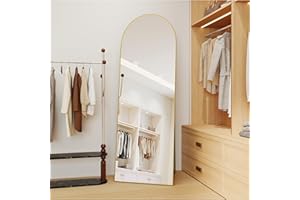 NARCISSUS 71x26 Full Length Mirror, Floor Stand or Wall Mounted Aluminum Alloy Frame Tempered Glass Rectangular Arch Dressing