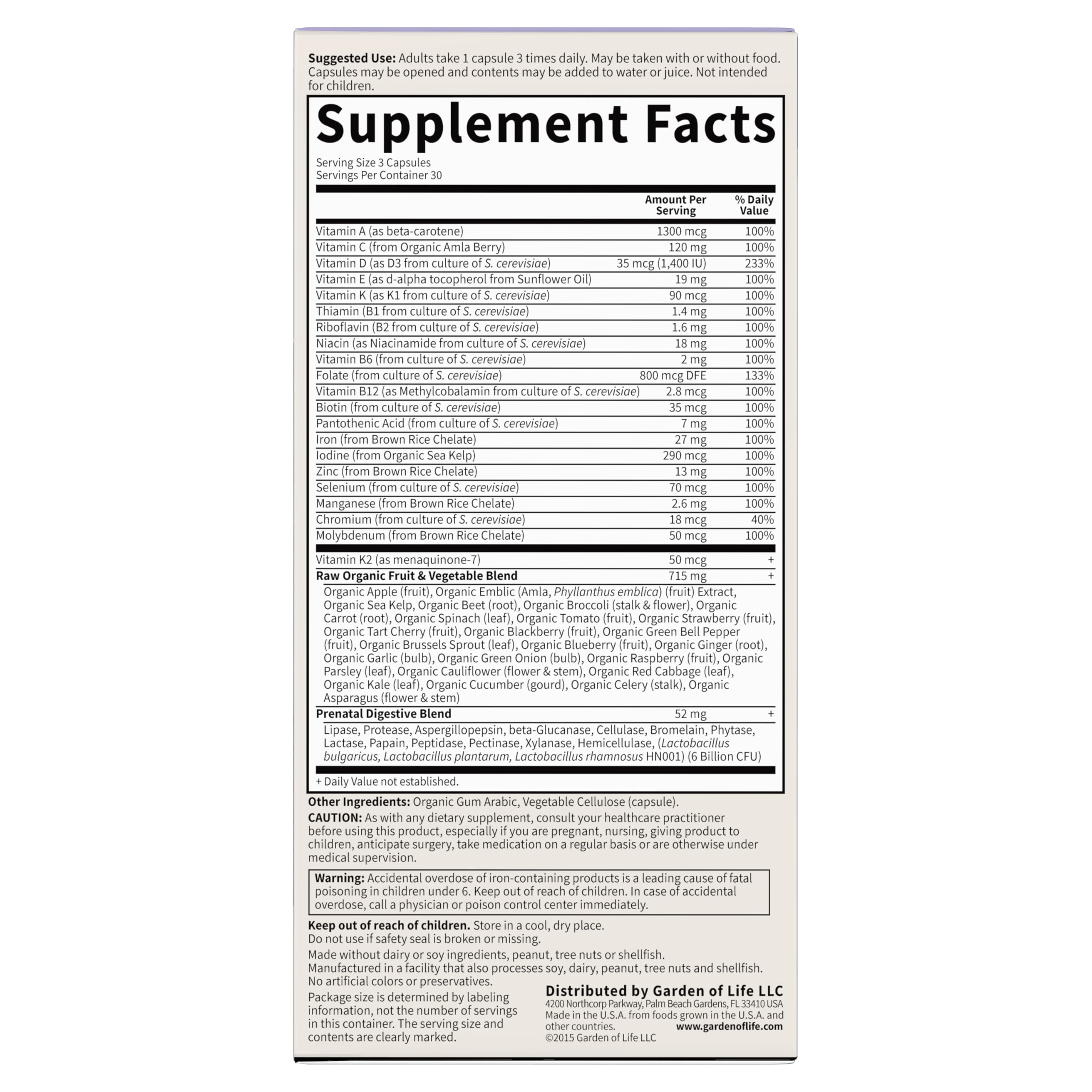 Garden Of Life, Raw Vitamin Code Prenatal 90 Organic, 90 Count