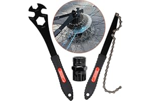 MatyKit Bike Freewheel & Cassette Removal Tool + Bicycle Chain Whip + Multifunction Pedal Wrench Removal, Portable Bike Tools, Bike Maintenance Repair Road Mountain Freewheel Removal Set