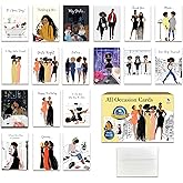 African American Greeting Cards Assortment Box – 18 All-Occasion Christian Greeting Cards with Envelopes – Birthday, Encouragement, Friendship, Romance, Engagement, Get Well & More