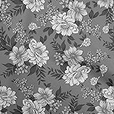 oneOone Cotton Poplin Gray Fabric Floral Retro