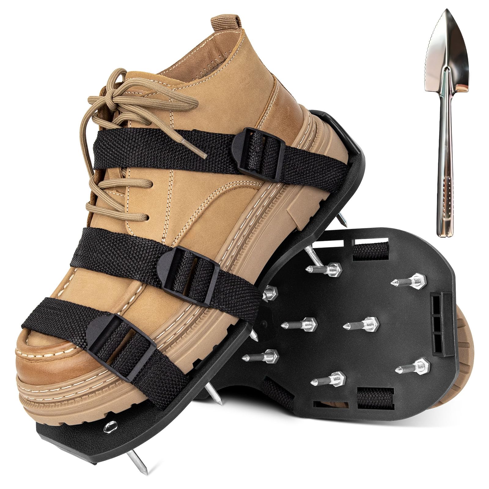 Photo 1 of Aishkimo Lawn Aerator Shoes with Adjustable Strap and Heavy Duty Spikes for Grass Aerating Patio Garden One-Size-Fits-All Use for Yard Patio Lawn Garden?Black?