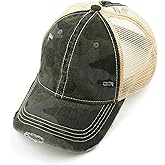 C.C Exclusives Hatsandscarf Washed Distressed Cotton Denim Ponytail Hat Adjustable Baseball Cap (BT-14)