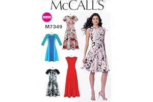 McCall's Patterns M7349 Misses'/Miss Petite Sleeveless or Raglan Sleeve, Fit and Flare Dresses, Size A5 (6-8-10-12-14)