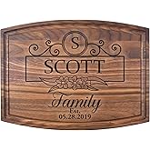 Premium Walnut Personalized Cutting Board w/Family Name & Initial – Custom Engraved Charcuterie Board for Weddings, Newlyweds, Housewarming, Anniversary & Christmas