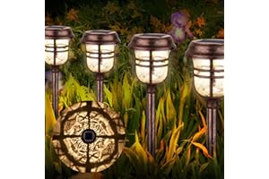 XMCOSY+ Solar Pathway Lights Outdoor, 6 Pack RGBW Solar Outdoor Lights, Auto On/Off IP65 Solar Lights Outdoor Waterproof, LED Solar Garden Lights Outdoor for Landscape Patio Lawn Driveway & Walkway